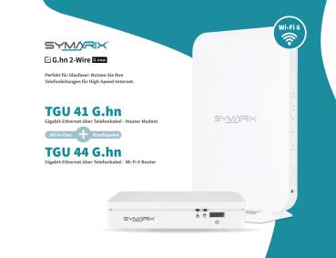 SYMARIX TGU 41 & TGU 44 G.hn SET Gigabit-Ethernet über Telefonkabel | Wave-2-Technologie | Master & Slave